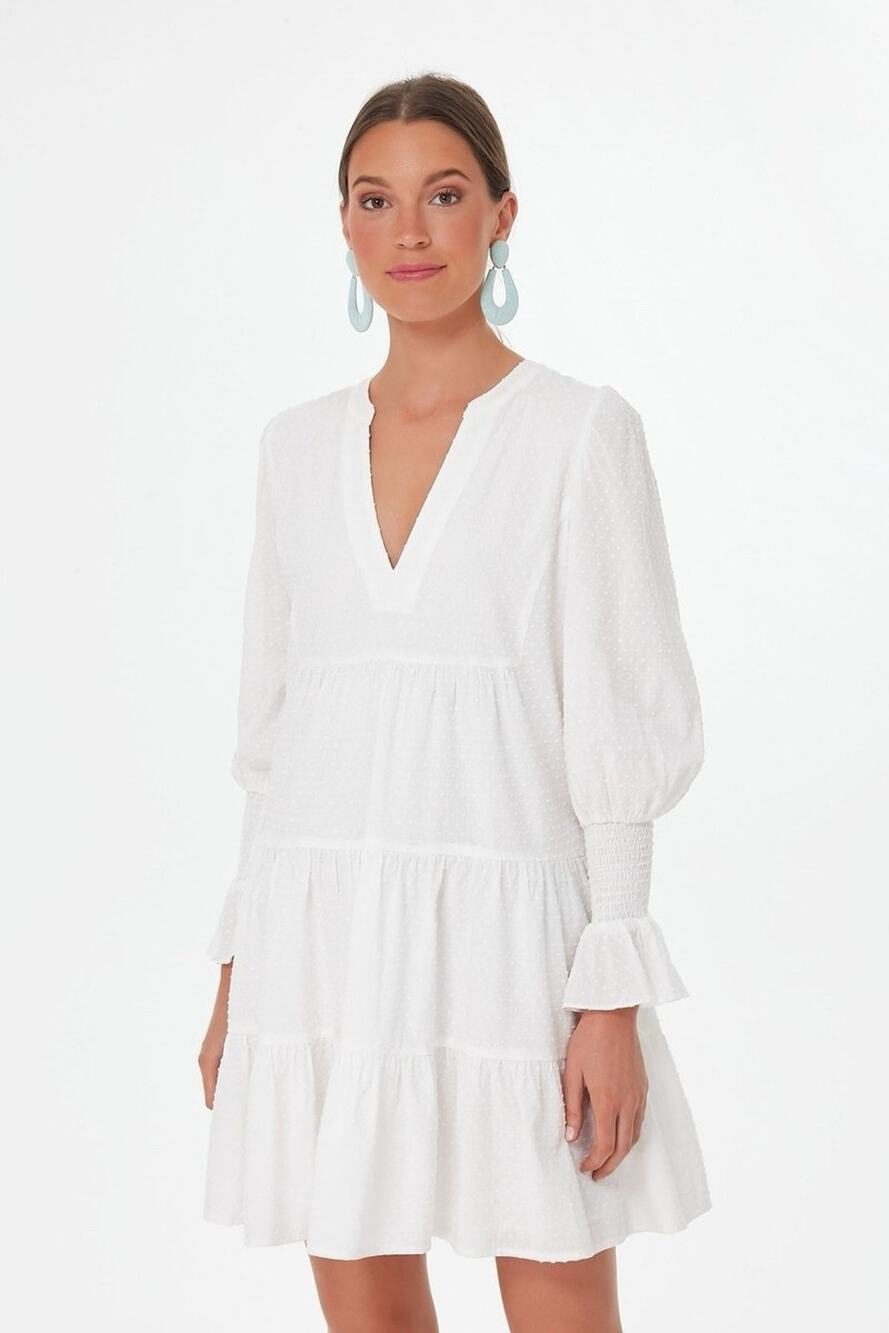 Pomander Place Mini Dress Small White Long Sleeve Swiss Dot Kenzo Tuckernuck